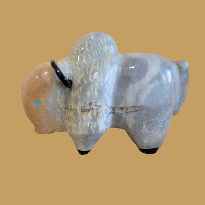 Powerful Travertine Bison/Buffalo Zuni Fetish