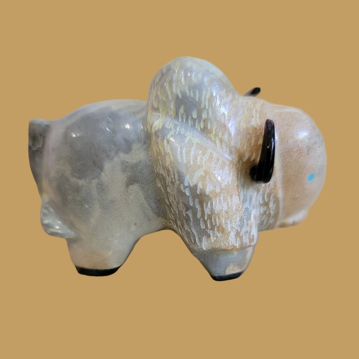 Powerful Travertine Bison/Buffalo Zuni Fetish