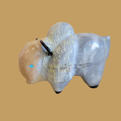 Powerful Travertine Bison/Buffalo Zuni Fetish
