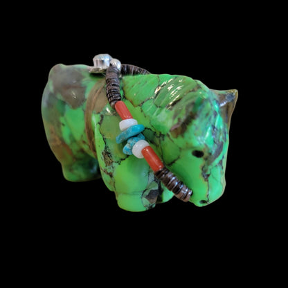 Gaspeite Fancy Horse w/Sterling Silver and Cool Bridle Zuni Fetish