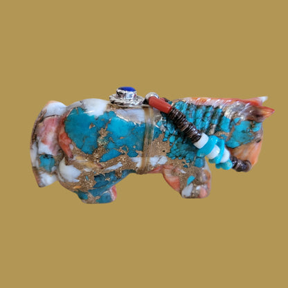 Colorful Composite Horse w/Fancy Bridle and Jewelry Zuni Fetish