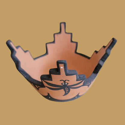 Darla's Darling Zuni Pottery Bowl w/ Dragonflies and Kiva Step Rim