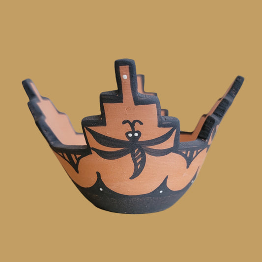 Darla's Darling Zuni Pottery Bowl w/ Dragonflies and Kiva Step Rim