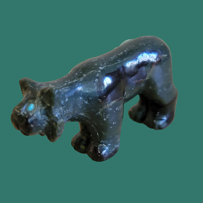 Clairvoyant Serpentine Bobcat w/ Turquoise Dragonfly Zuni Fetish