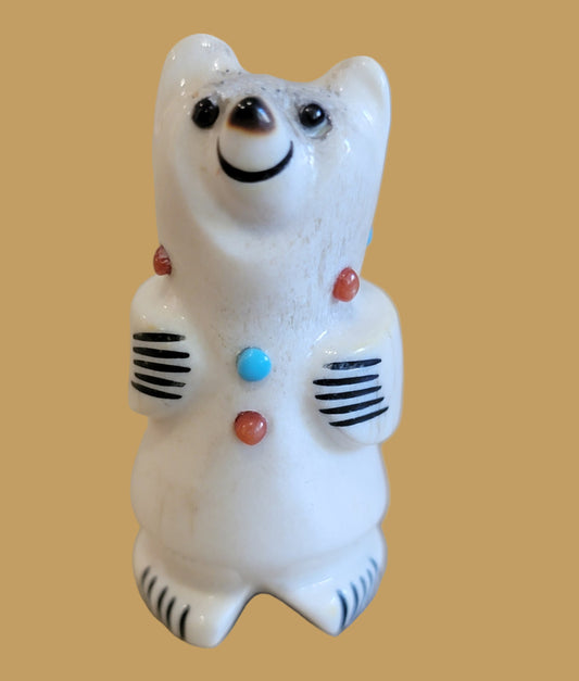 Gleeful Antler Standing Bear Zuni Fetish