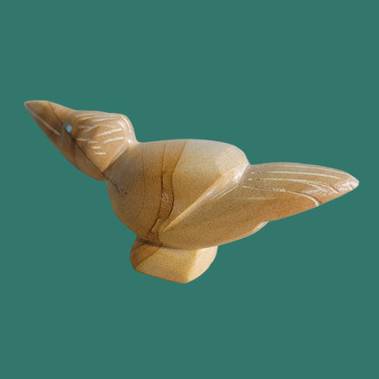 Picture Stone Jasper Zuni Fetish Roadrunner w/ Heartline