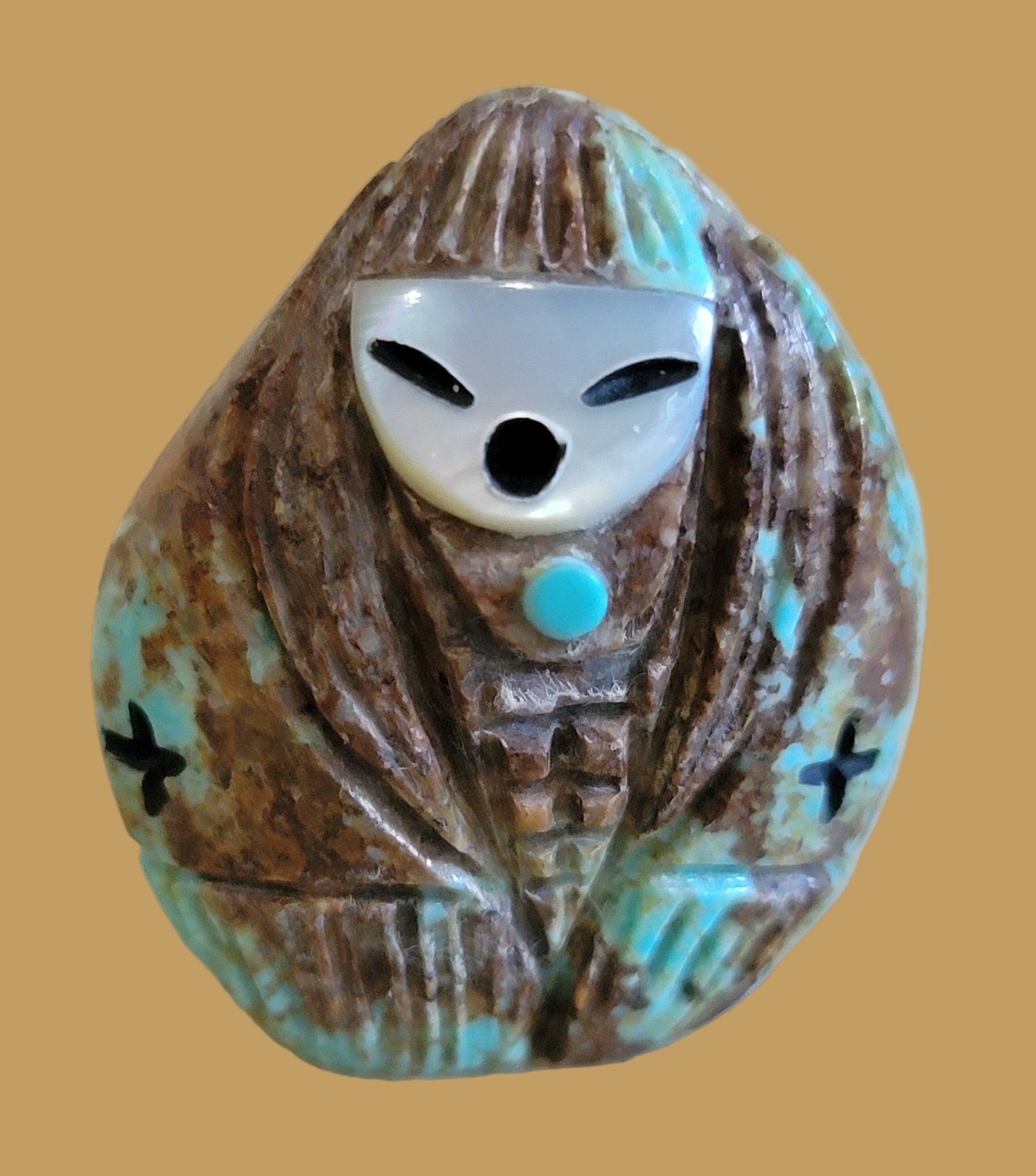 Double Sided Turquoise Zuni Corn Maiden Zuni Fetish