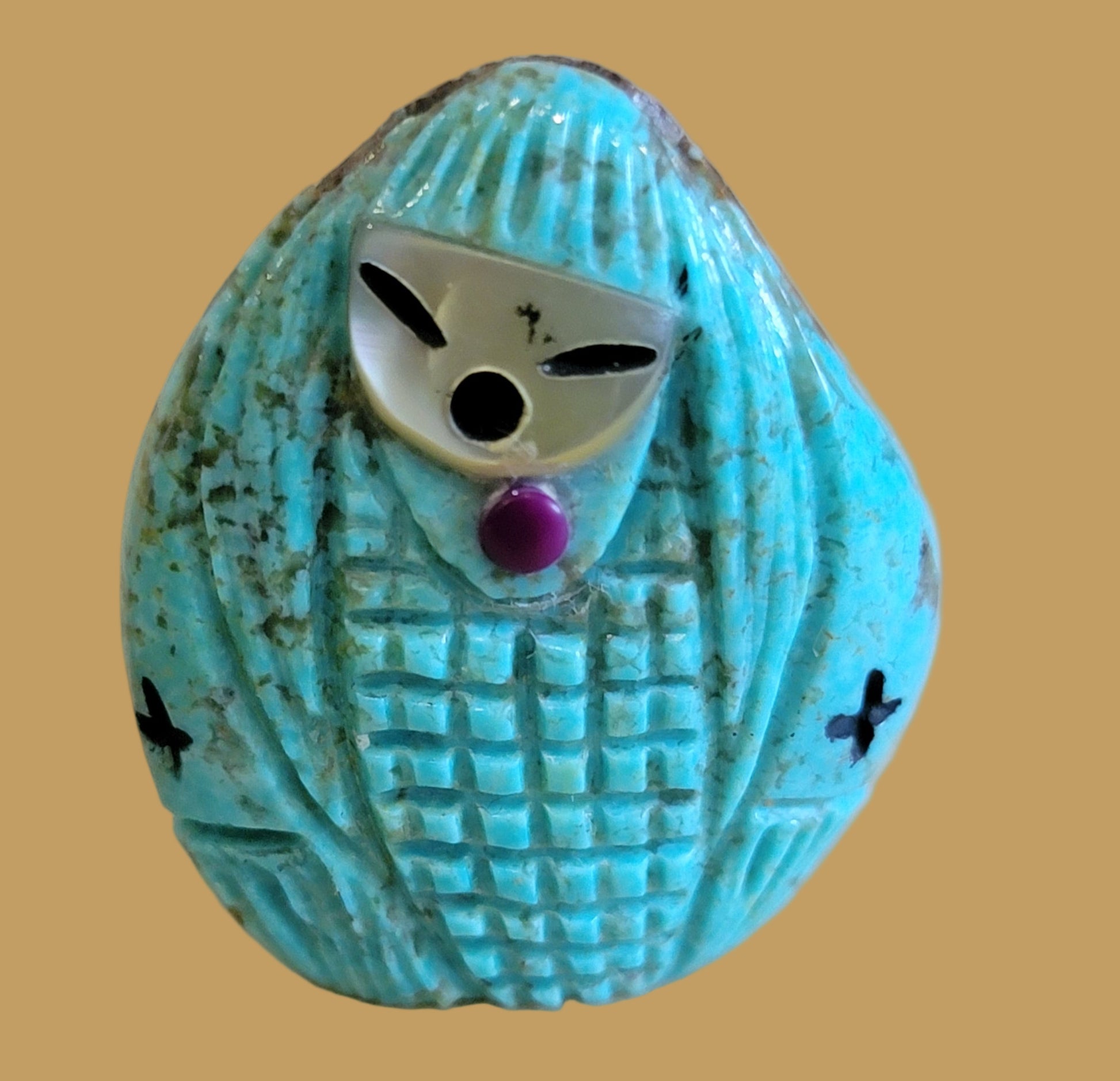 Double Sided Turquoise Zuni Corn Maiden Zuni Fetish