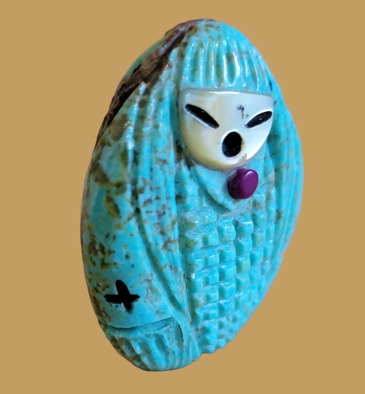 Double Sided Turquoise Zuni Corn Maiden Zuni Fetish