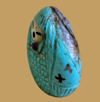 Double Sided Turquoise Zuni Corn Maiden Zuni Fetish