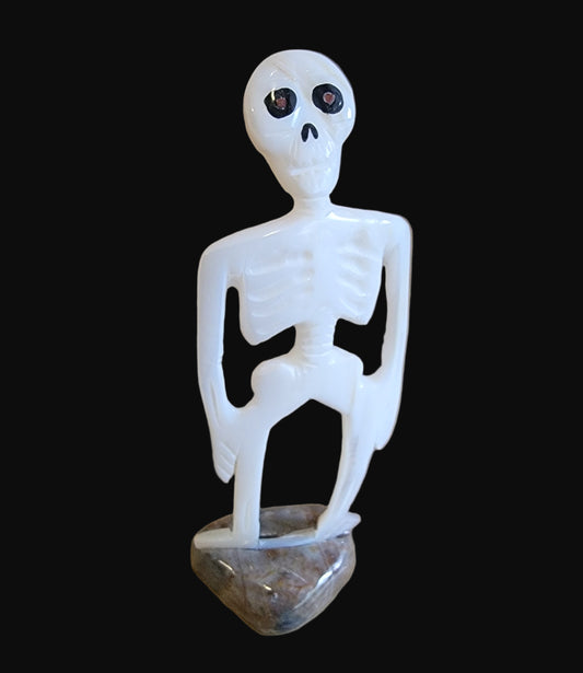 Shake, Rattle and Roll Mother of Pearl Skeleton Zuni Fetish