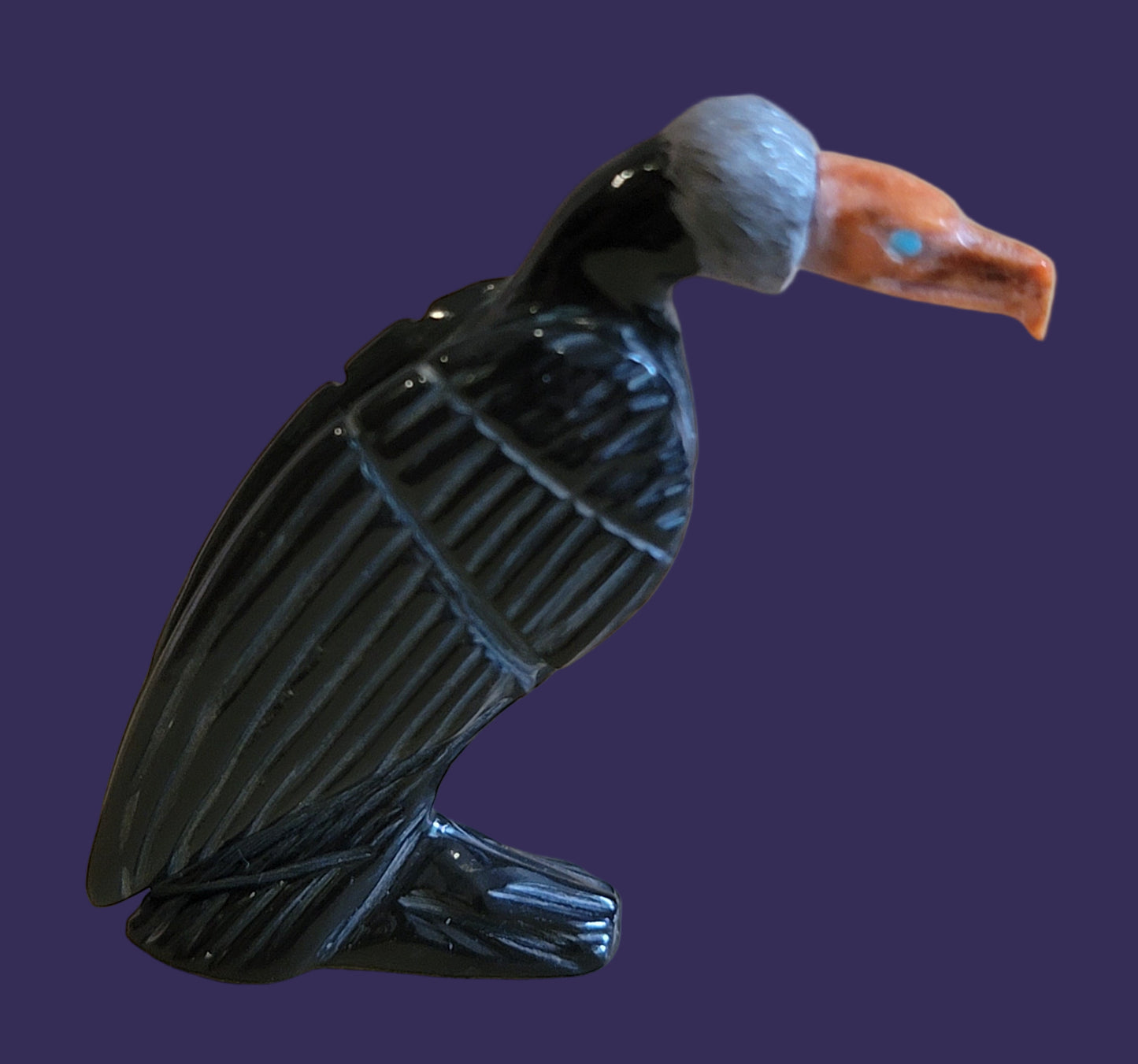 Zuni Fetish Black Marble Vulture/Buzzard Patiently Watches and Waits
