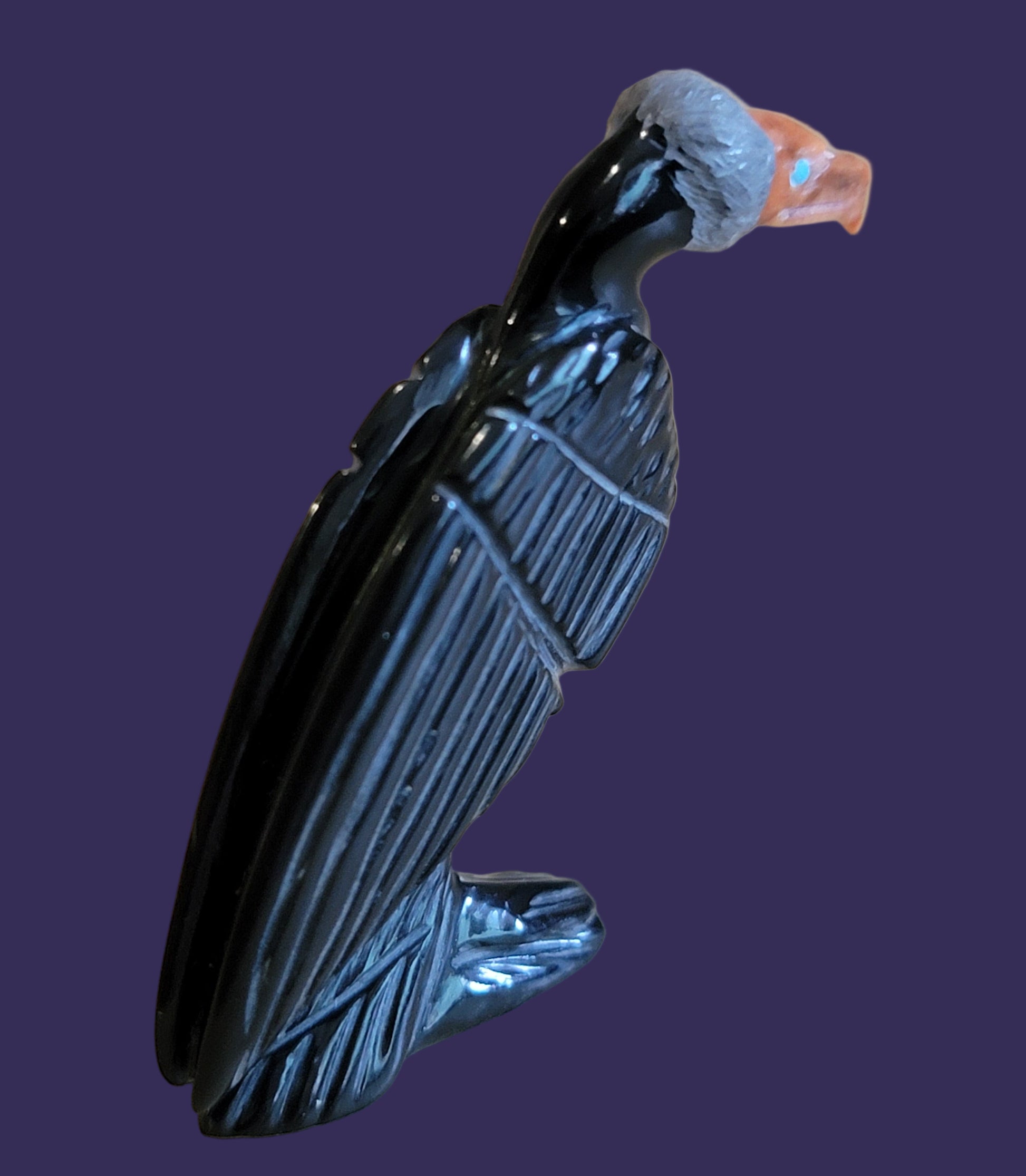 Zuni Fetish Black Marble Vulture/Buzzard Patiently Watches and Waits