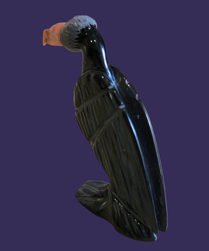 Zuni Fetish Black Marble Vulture/Buzzard Patiently Watches and Waits