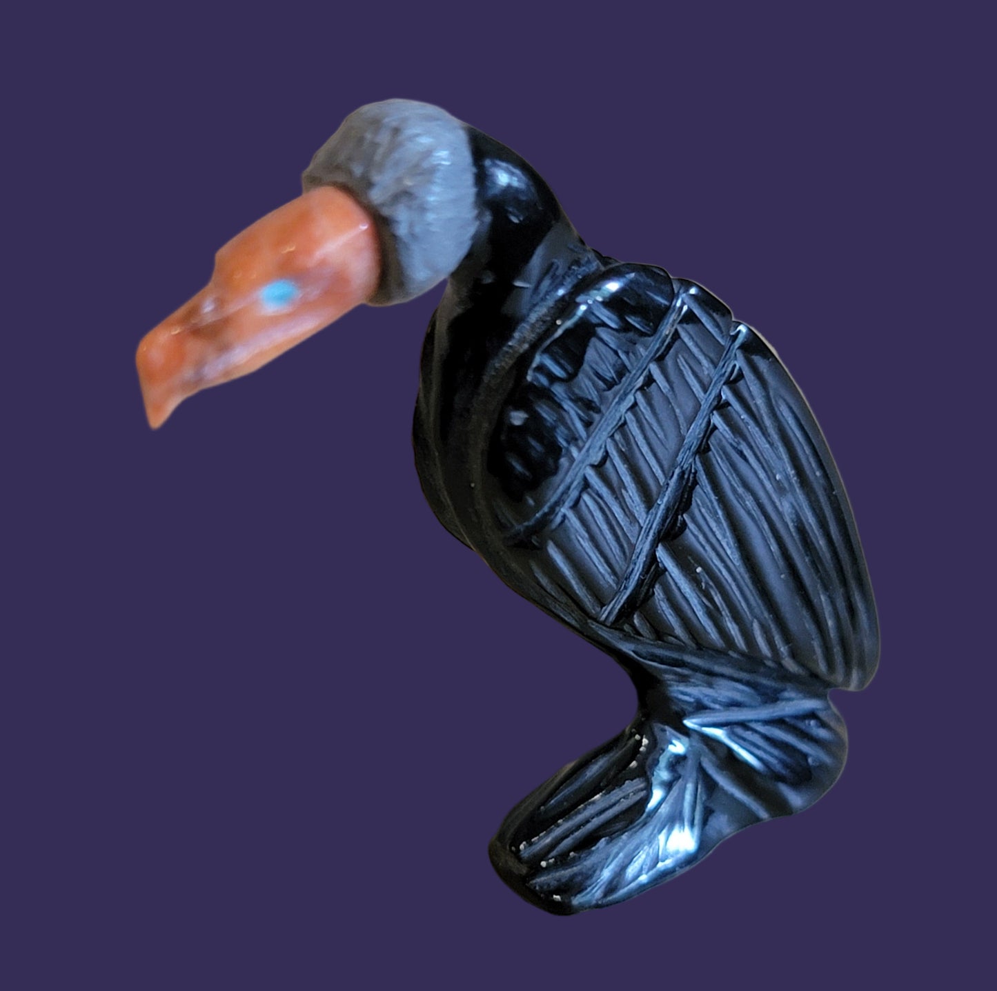 Zuni Fetish Black Marble Vulture/Buzzard Patiently Watches and Waits