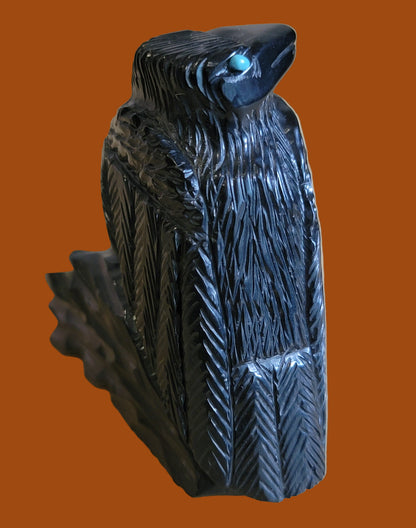 Perched Jet  Raven  Zuni Fetish