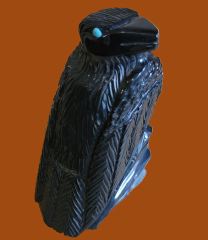 Perched Jet  Raven  Zuni Fetish