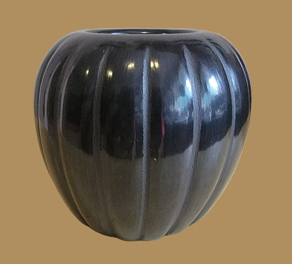 Santa Clara Pueblo Blackware Melon Bowl Indian Pottery