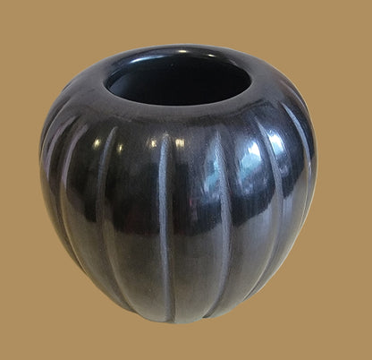 Santa Clara Pueblo Blackware Melon Bowl Indian Pottery