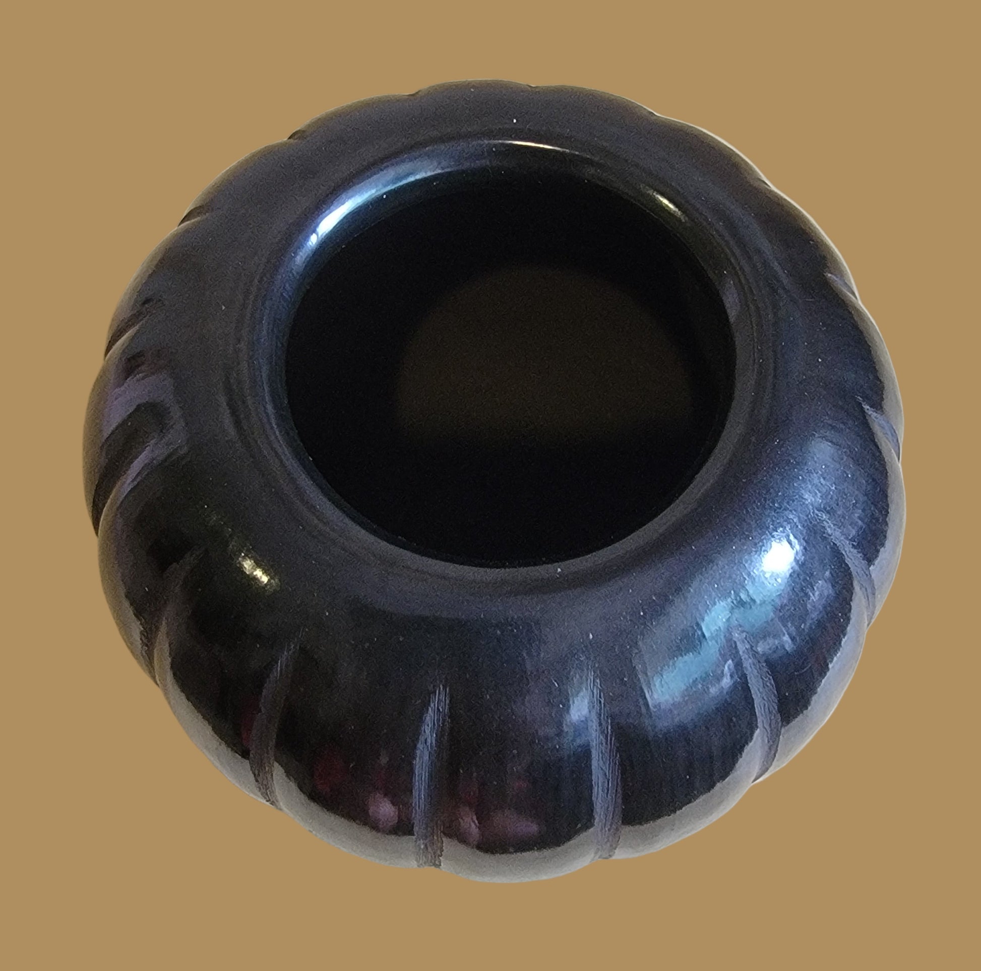 Santa Clara Pueblo Blackware Melon Bowl Indian Pottery