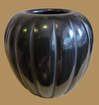 Santa Clara Pueblo Blackware Melon Bowl Indian Pottery
