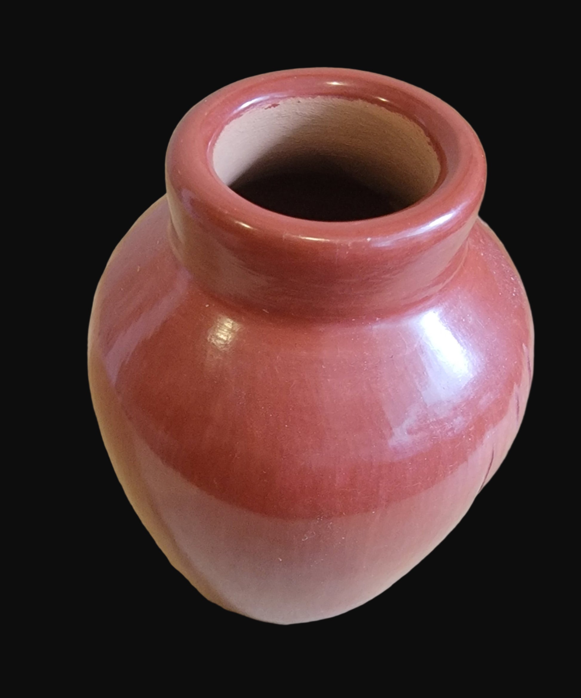 Redware Vase w/Pawprint Design Santa Clara Pueblo Indian Pottery
