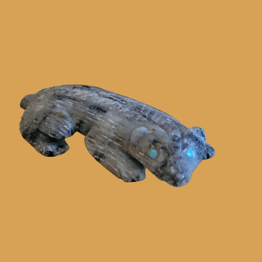 Furry and Realistic Picasso Marble Badger Zuni Fetish