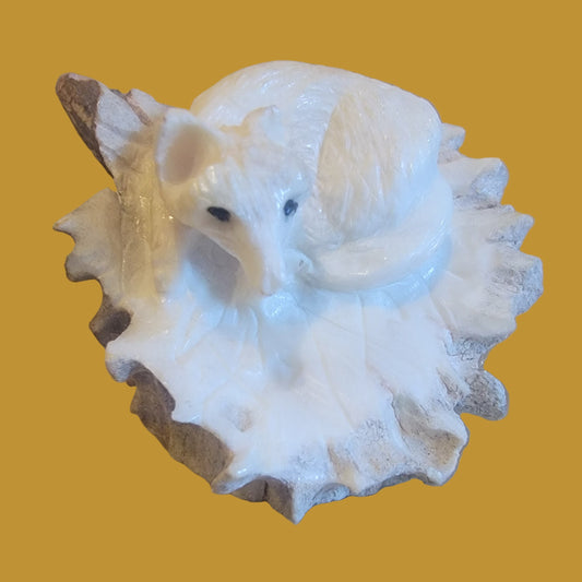 Antler Fox Curled Up in Cozy Den Zuni Fetish