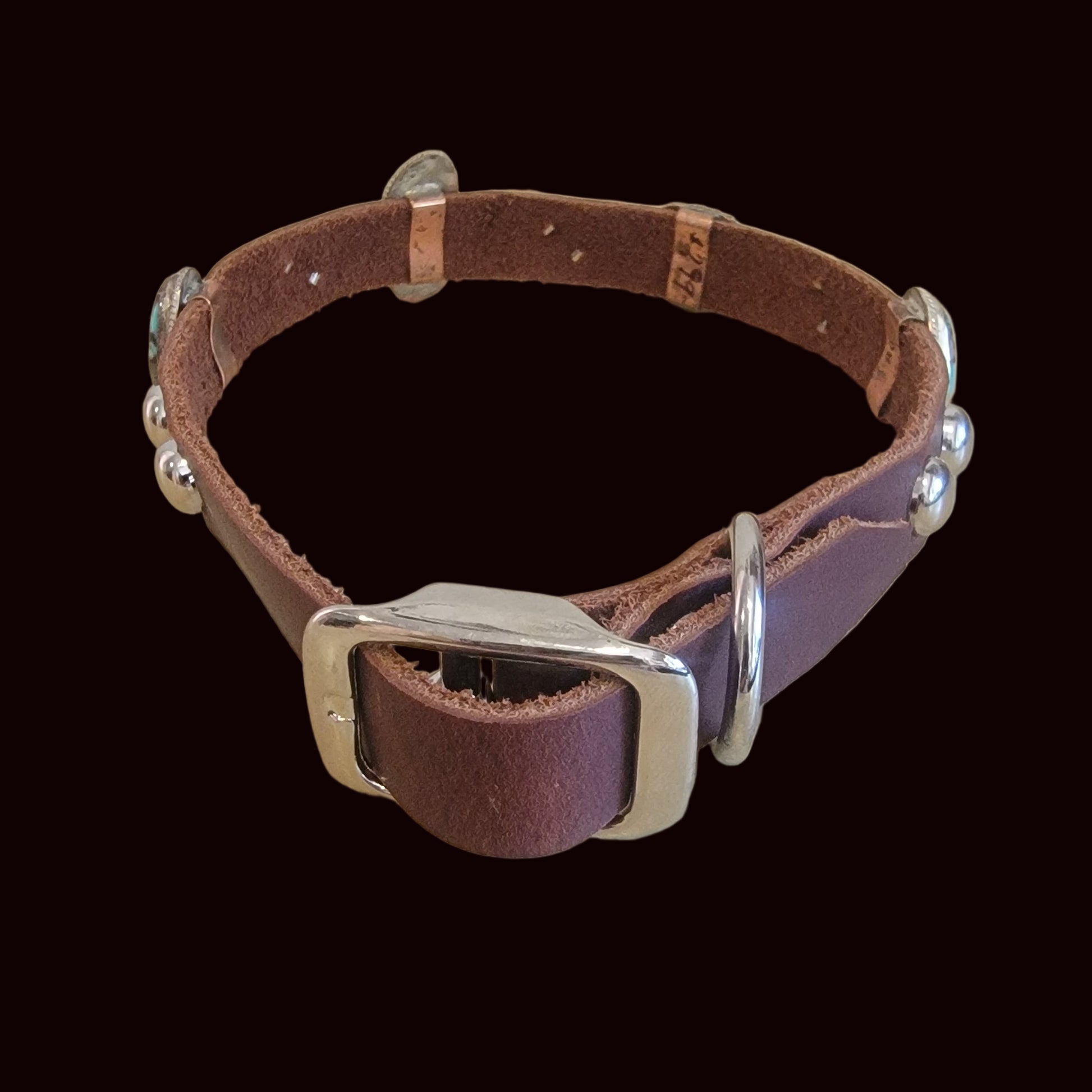 Beautiful Turquoise w/Sterling Leather Dog Collar For the "Dog Who Has Everything!" Indian Jewelry