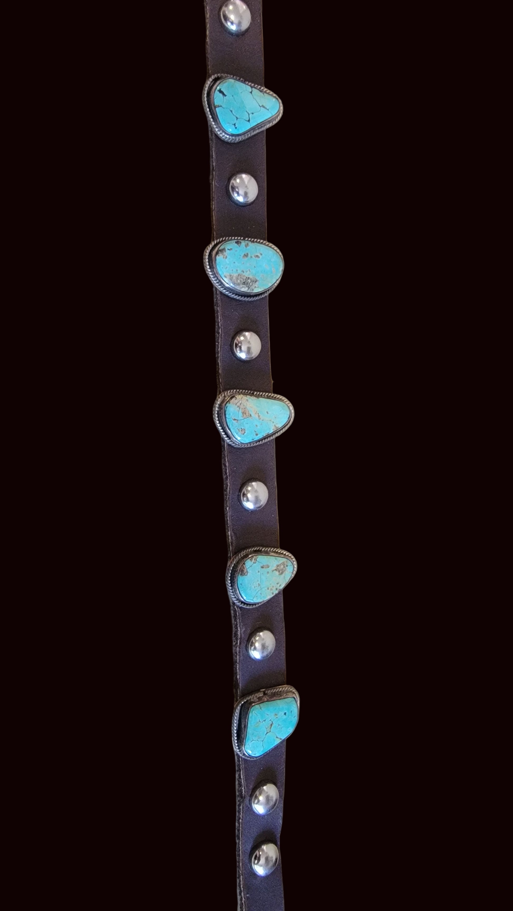 Stylish Sterling, Turquoise and Leather Dog Collar For Your Precious Furbaby / Indian Jewelry