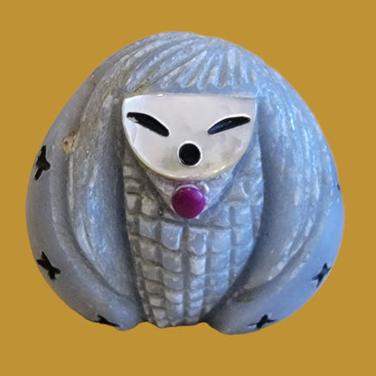 Angelite Corn Maiden w/ M.O.P. Face Zuni Fetish