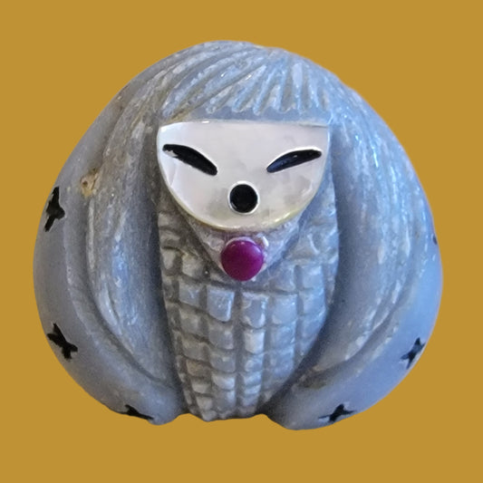 Angelite Corn Maiden w/ M.O.P. Face Zuni Fetish