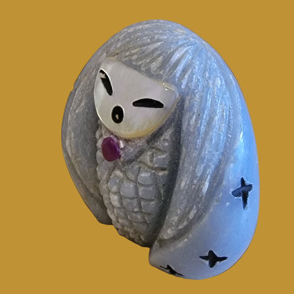 Angelite Corn Maiden w/ M.O.P. Face Zuni Fetish