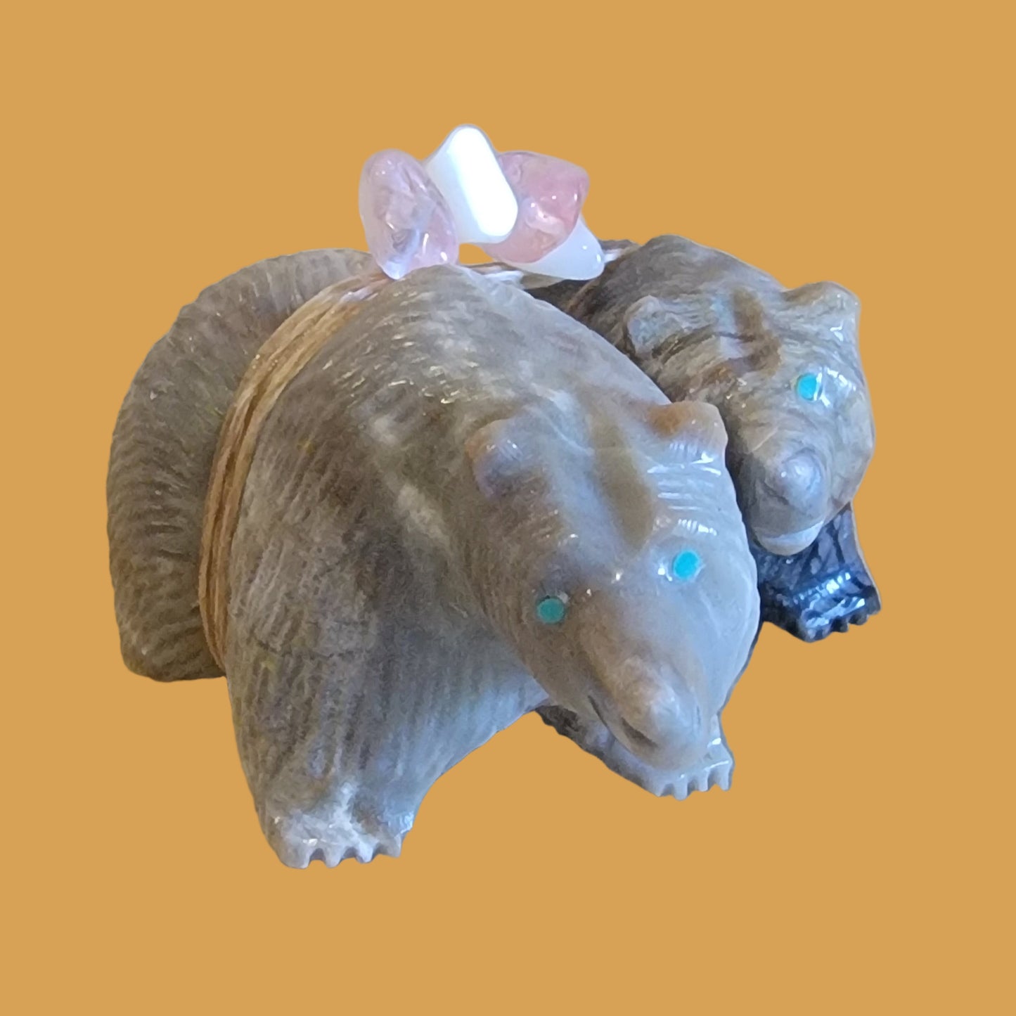 Paulette and Farlan Quam Double Picasso Marble Bears Zuni Fetish