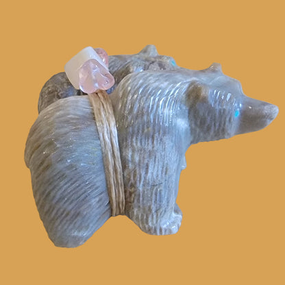 Paulette and Farlan Quam Double Picasso Marble Bears Zuni Fetish