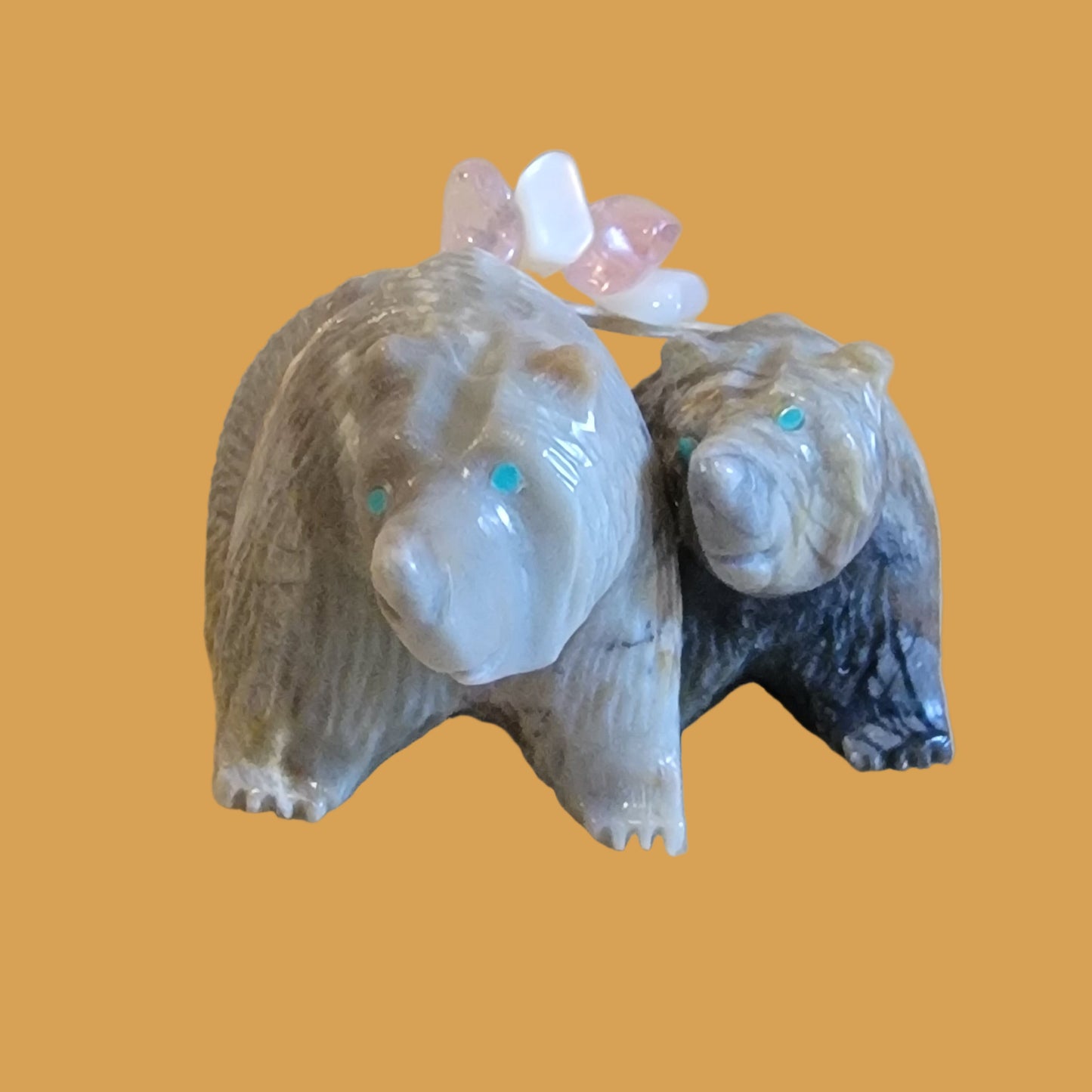 Paulette and Farlan Quam Double Picasso Marble Bears Zuni Fetish