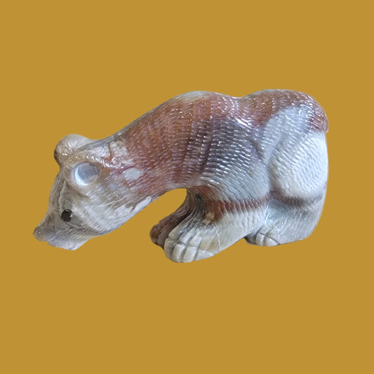 Beautiful Picasso Marble Furry Bear Cub Zuni Fetish