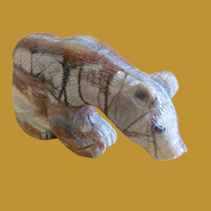 Beautiful Picasso Marble Furry Bear Cub Zuni Fetish