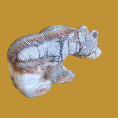 Beautiful Picasso Marble Furry Bear Cub Zuni Fetish