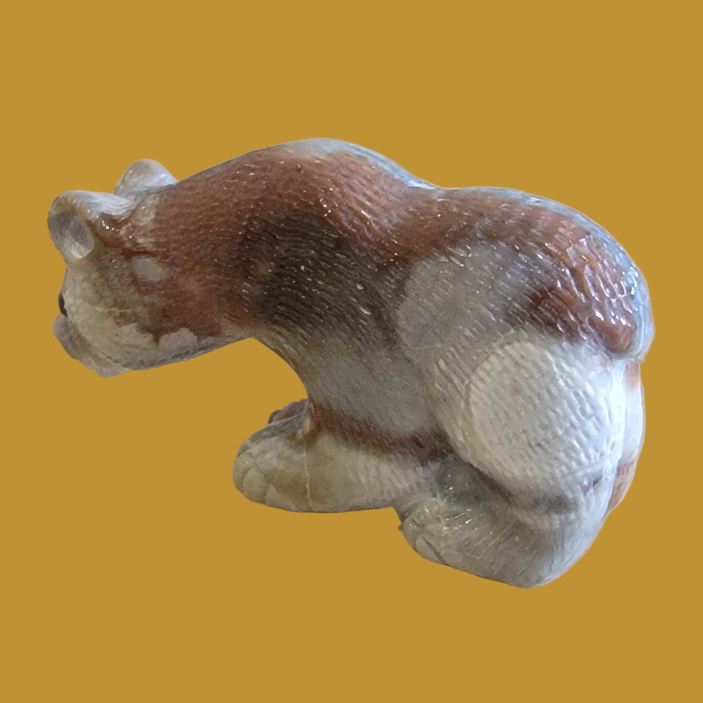 Beautiful Picasso Marble Furry Bear Cub Zuni Fetish