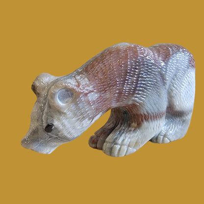 Beautiful Picasso Marble Furry Bear Cub Zuni Fetish