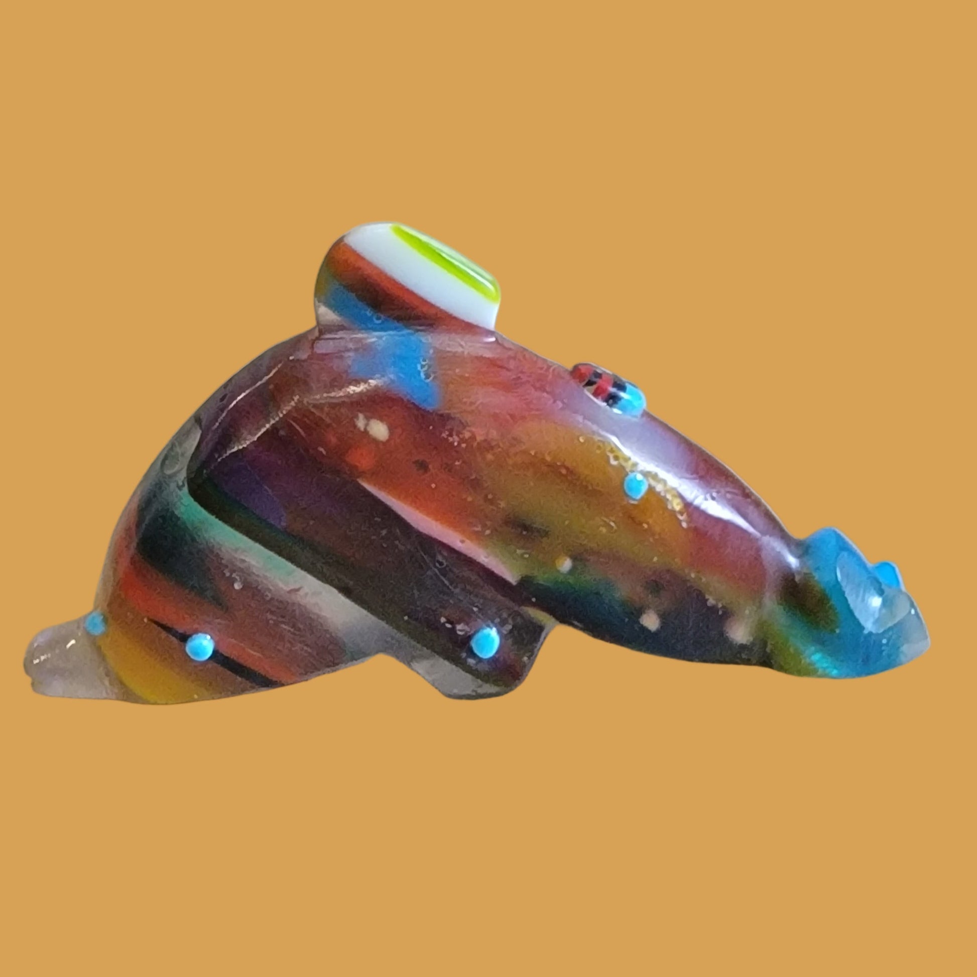 Surfite Dolphin w/ Zuni Sun Zuni Fetish