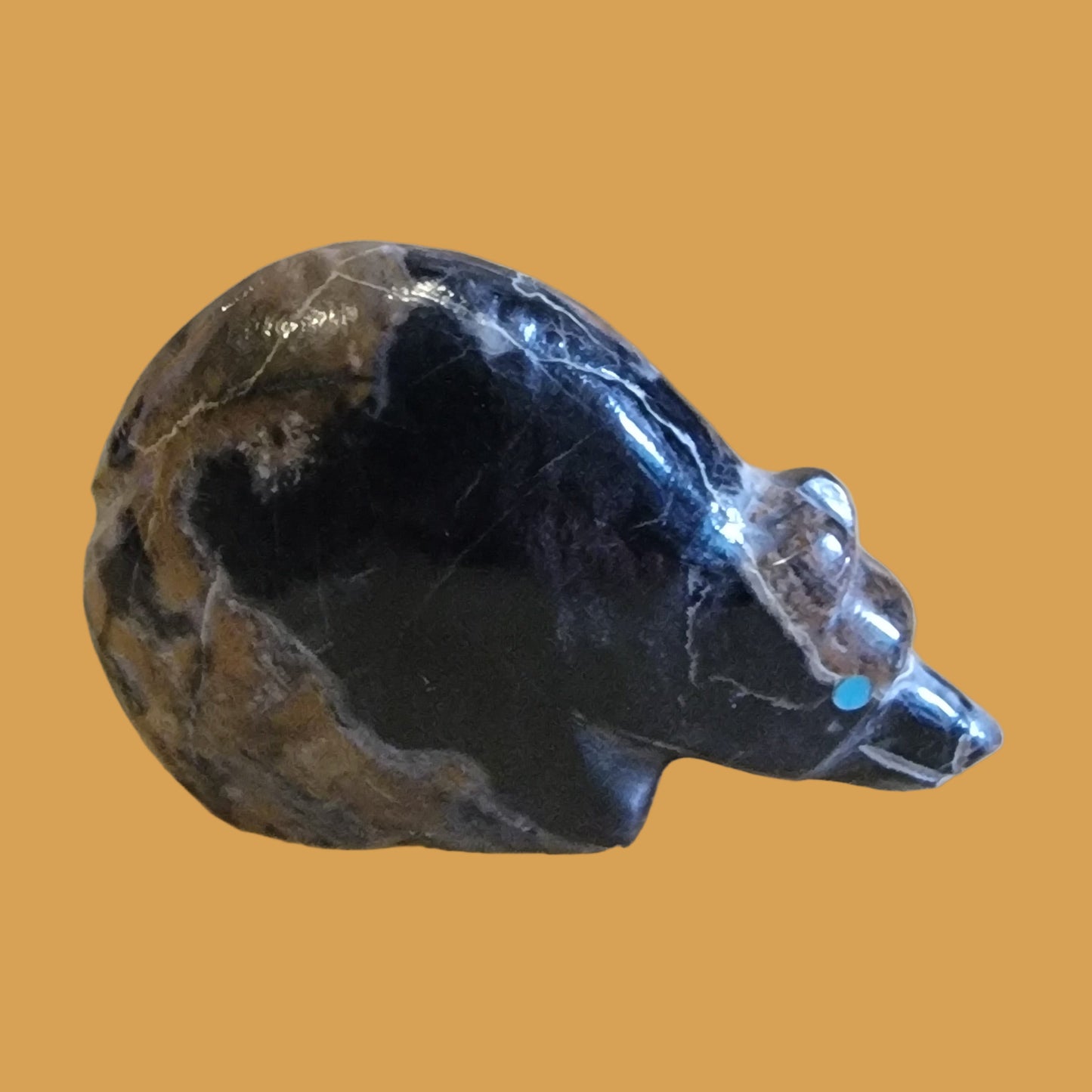 Egyptian Marble Bear w/Fancy Zuni Sun Zuni Fetish