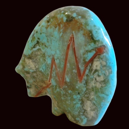 Turquoise Medicine Bear w/Coral Heartline Zuni Fetish