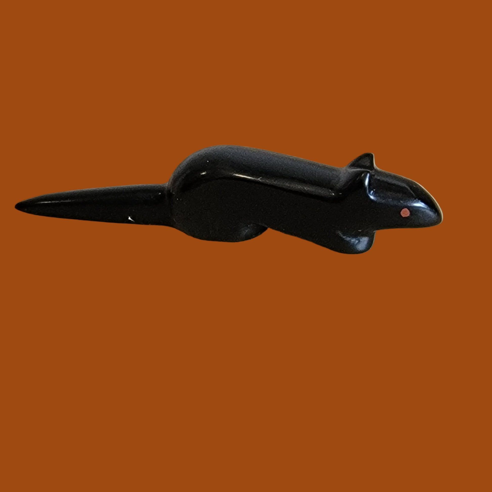 Black Marble Rat w/Long Tail Zuni Fetish