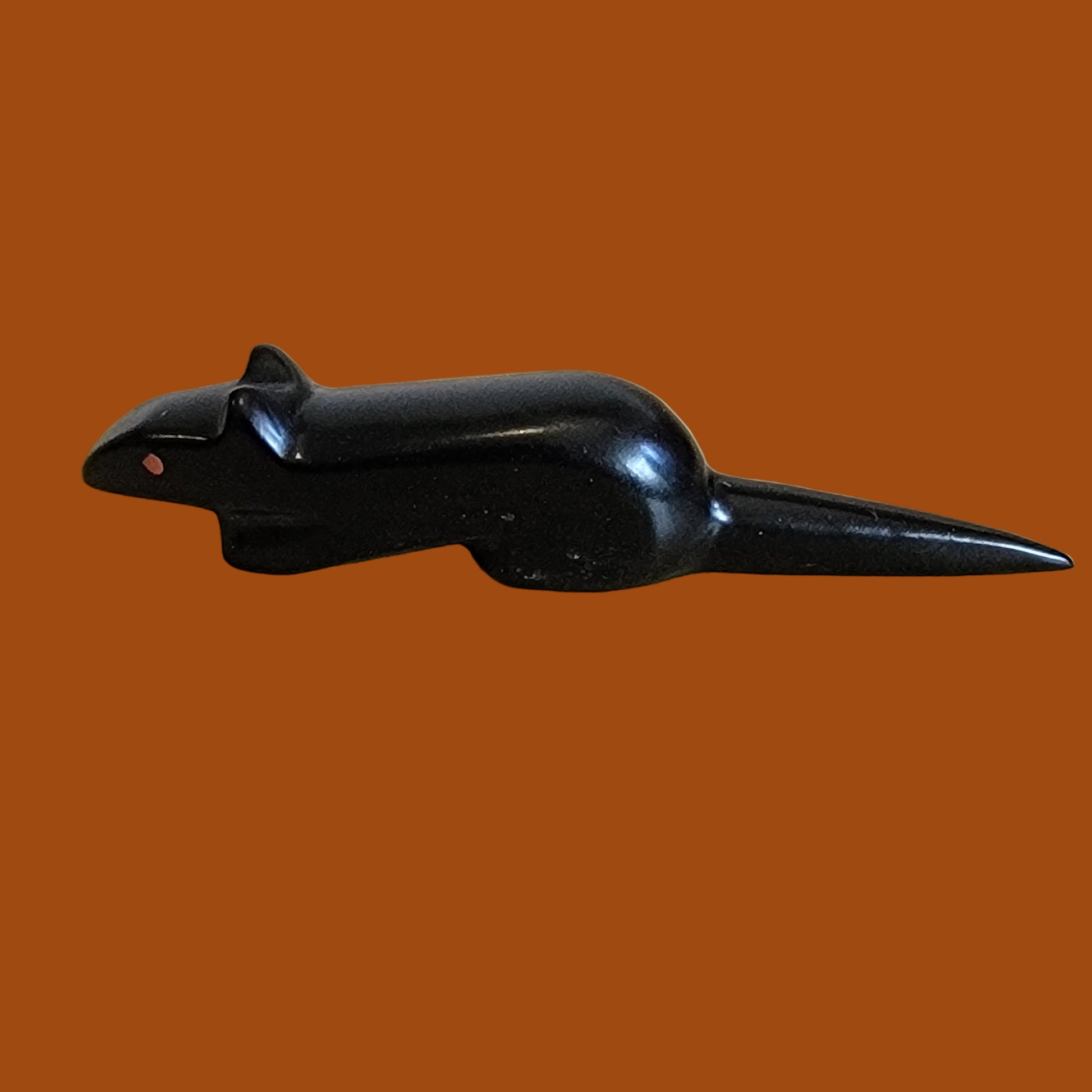 Black Marble Rat w/Long Tail Zuni Fetish