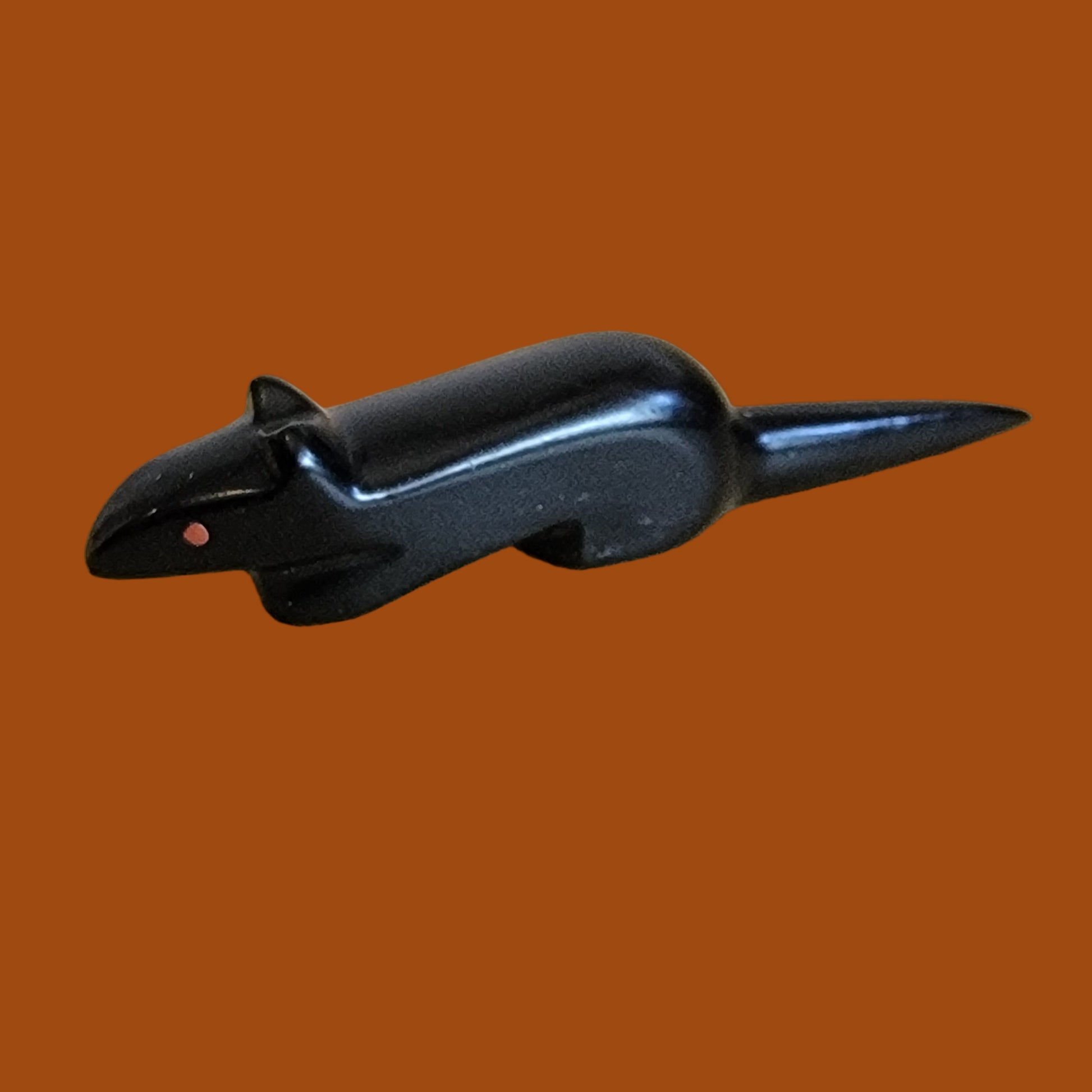 Black Marble Rat w/Long Tail Zuni Fetish