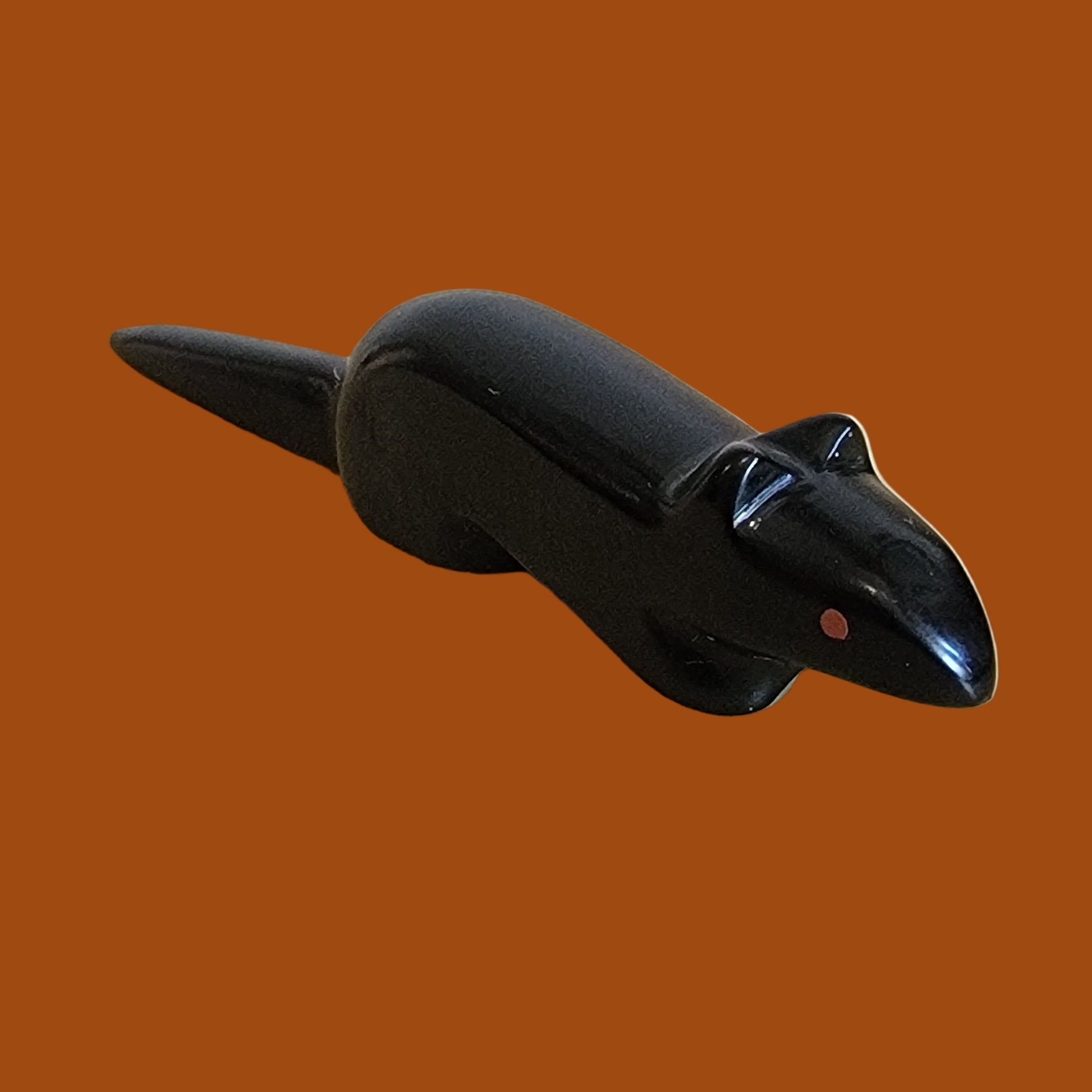 Black Marble Rat w/Long Tail Zuni Fetish