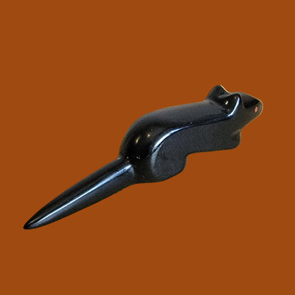 Black Marble Rat w/Long Tail Zuni Fetish