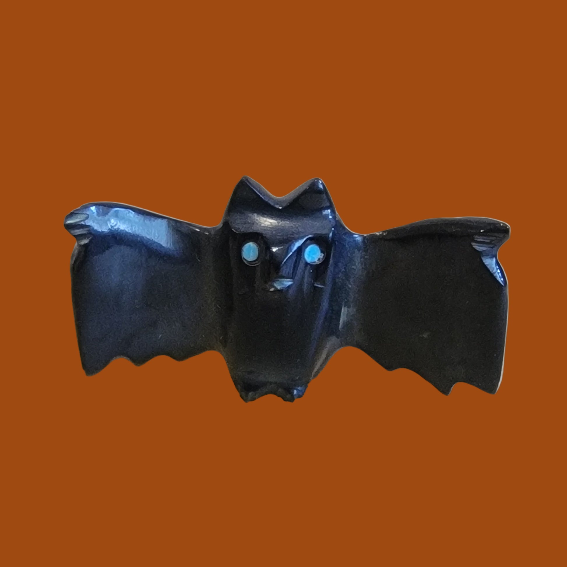 Black Marble Halloween Bat Zuni Fetish